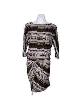 BCBGMAXAZRIA Women's Chevron-Patterned Knot Front Dress Multicolor Size M